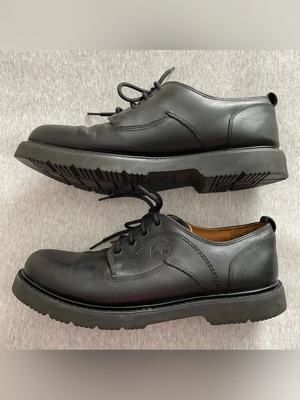 Timberland Men's Size 11 Black Leather Lace-Up Waterproof Shoes READ